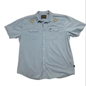 Howler Bros Men’s Pearl Snap Lightning Bolt Western Short Sleeve In Blue‎
